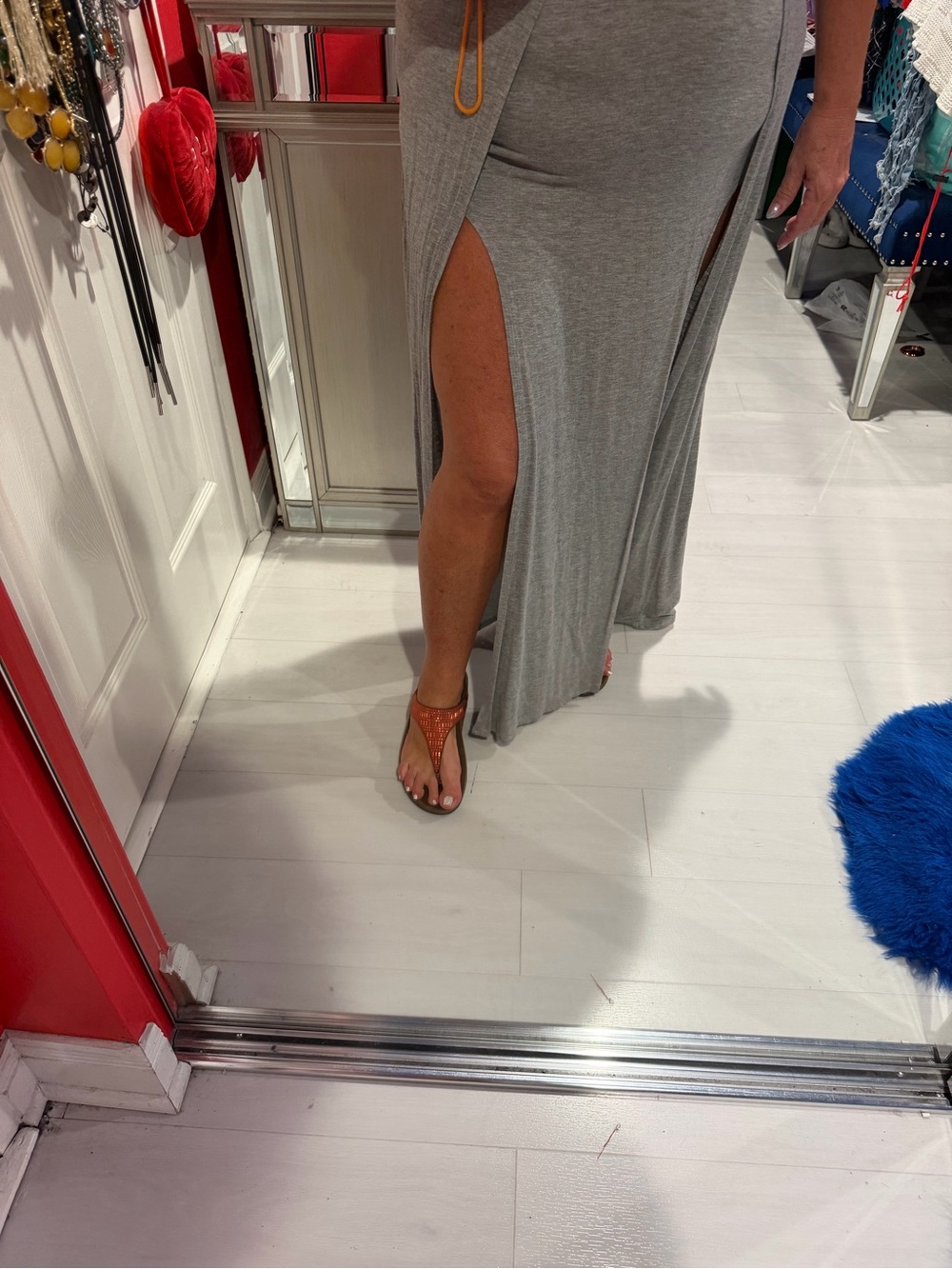 A+ Ellen Gray High-Slit Maxi Dress
